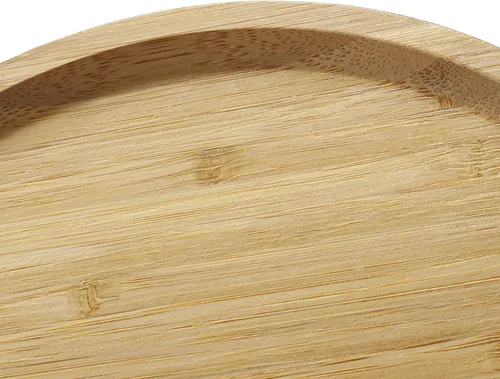 Vista 9 de Bandeja de servir de bambú, bandeja redonda de madera, bandeja de servir de madera, fruta, pan, plato de ensalada, tabla de servir charcutería, 9.8