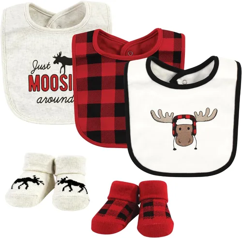 Vista 242 de Hudson Baby Conjunto de babero y calcetines unisex de algodón para bebé