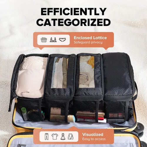 Vista 3 de Organizador de maleta, organizador de equipaje de viaje, estantes colgantes, cubo de embalajeorganizador de viaje portátil plegable para equipaje