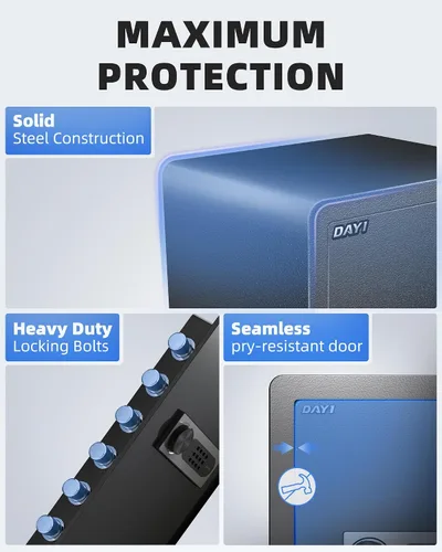 Vista 3 de DAYI Caja fuerte, caja fuerte de 4.0 pies cúbicos para el hogar con teclado digital, alarma dual y bolsa ignífuga, caja fuerte de seguridad