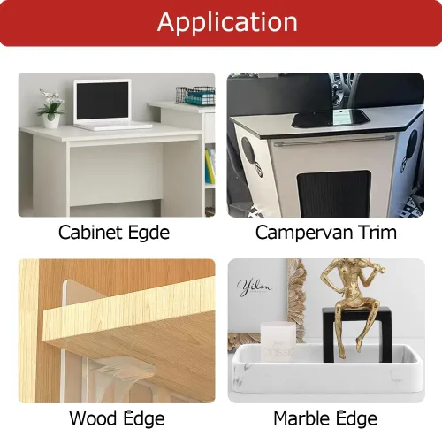 Vista 7 de Bandas de borde de madera contrachapada en forma de U – Ajuste de borde de 1/2 pulgada, borde autoadhesivo para escritorio, mesa, encimera, muebles