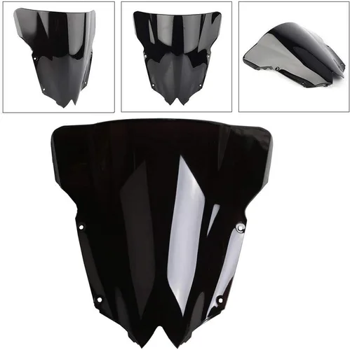 Vista 2 de Parabrisas negro doble burbuja ABS plástico para Yamaha YZF R6 600 2008-2016 09 10 12 13 14 15