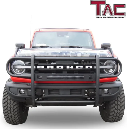 Vista 2 de TAC - Protector de parrilla compatible con Ford Bronco SUV Front Runner Guard BLK Brush Nudge Push Bull Bar