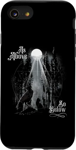 Vista 18 de Funda para iPhone 16 para hombre como arriba tan abajo Wiccan Pagan Tree of Life Crow Cat Case