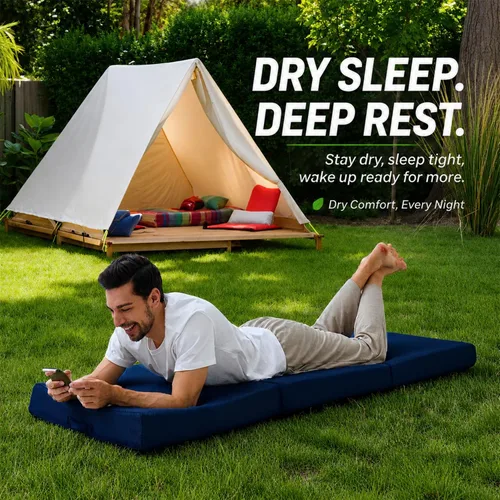 Vista 5 de Jamdok Sleeping Mats for Adults,Memory Foam Folding Pad,Breathable Trifold Mattress,Machine Washable Mesh Cover,Cot Size Floor Guest Bed,Summer