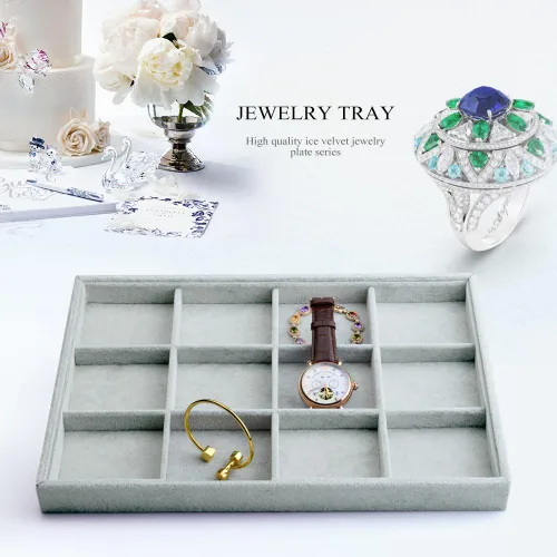 Vista 2 de Oirlv - Bandejas de terciopelo apilables para joyas organizador de joyas bandejas de almacenamiento