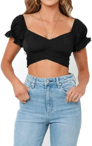 Vista 2 de Blusa corta sin tirantes de corte bajo con hombros descubiertos para mujer