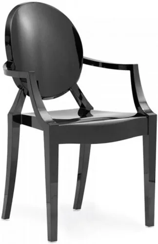 Vista 3 de 2xhome Sillón moderno Ghost con brazo de policarbonato (negro), individual, juego de 1
