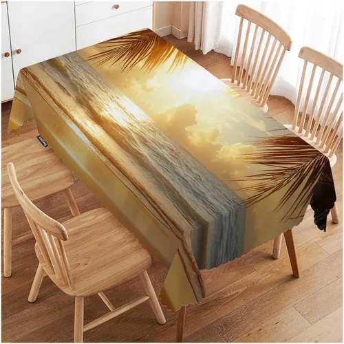 Vista 12 de Swono - Mantel rectangular de bambú con diseño de luz solar y bosque de bambú - Mantel a cuadros lavable para mesa de cocina, cena de festividades