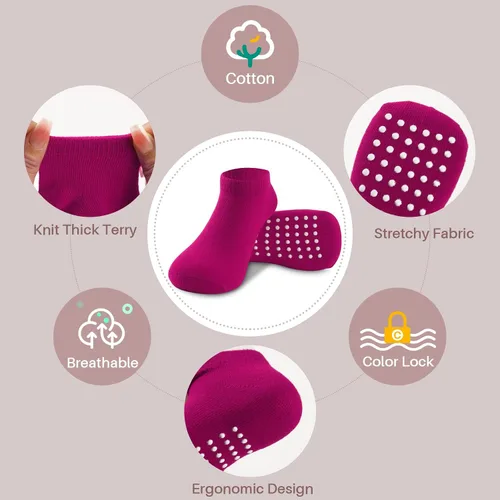Vista 3 de 12 pares de calcetines de algodón antideslizantes para bebés, calcetines tobilleros para bebés y niños pequeños