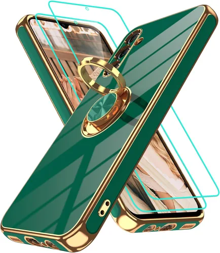 Vista 100 de Funda para Motorola Moto G 5G 2024: Funda Moto G Play 5G 2024 con 2 piezas de protectores de pantalla, soporte de anillo de rotación de 360°