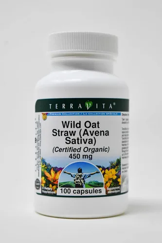 Vista 4 de Paja de Avena Salvaje (Avena Sativa) (Certificado Orgánico) - 450 mg (100 Cápsulas, ZIN: 518609)