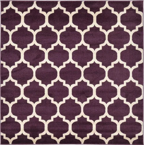 Vista 139 de Unique Loom Trellis Collection - Alfombra de área de Filadelfia, rectangular de 2 pies 2 pulgadas x 3 pies, color morado y marfil