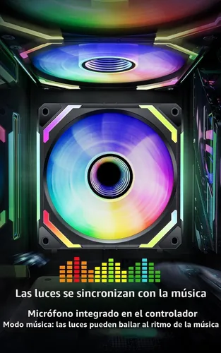 Vista 5 de AsiaHorse COSMIQ - Ventiladores RGB de 120 mm para PC, ventiladores de caja de computadora, ventilador de refrigeración PWM de 5V con conector de 3