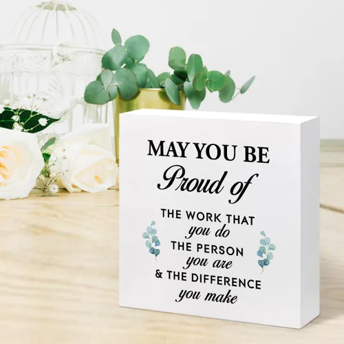 Vista 6 de Cartel de caja con citas inspiradoras con texto en inglés «May You Be Proud of the Work You Do», caja motivacional para decoración de pared