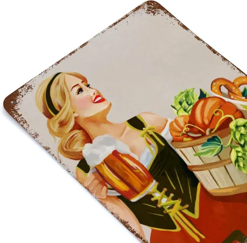 Vista 7 de Póster de Prost Oktoberfest Alemania. Bonito cartel de Lederhosen Blonde German Beer Pinup, festival vintage de beber alcohol, hogar, bar, cocina