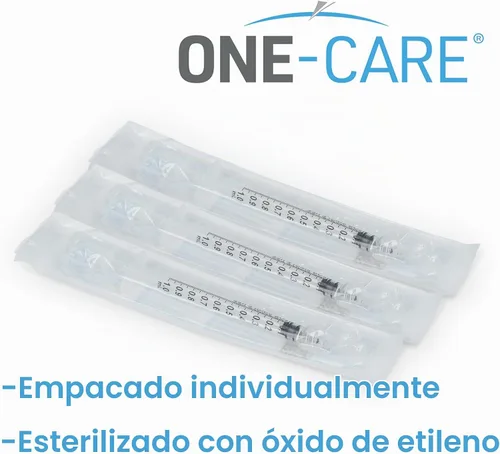 Vista 3 de ONE-CARE Jeringa Luer-Lock, 0.03 fl oz, 100 unidades, envasada en ampolla