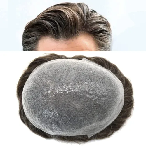 Vista 22 de Hairpiece para hombres Toupee Unidades de cabello humano para hombres Pieza de pelo de piel fina Toupee Hombres Reemplazo de pelo V-Loop Línea