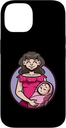 Vista 4 de iPhone XR dibujos animados madre sosteniendo bebé ilustración para niños caso