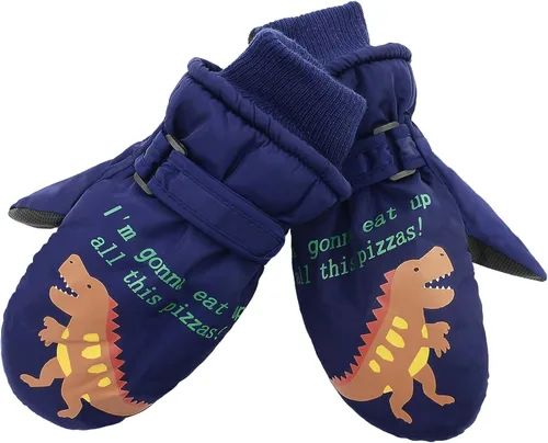 Vista 2 de American Trends Guantes de nieve de invierno para niños pequeños, guantes de esquí impermeables de forro polar cálido para niños y niñas