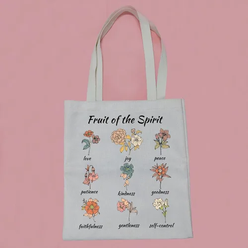 Vista 6 de PWHAOO Bolsa de mano con versículo bíblico Fruit of the Spirit, bolsa de mano de Jesús, regalo inspirador cristiano, regalo de oración y fe, Bolso