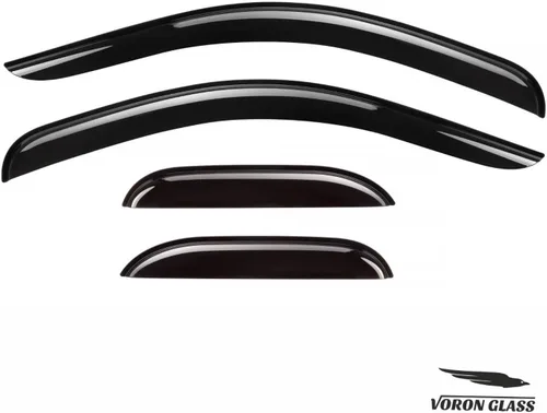 Vista 9 de Voron Glass Protectores de lluvia extra duraderos con cinta adhesiva para Chevrolet (Chevy) Silverado 2500HD/3500HD 2007-2014 cabina extendida Negro