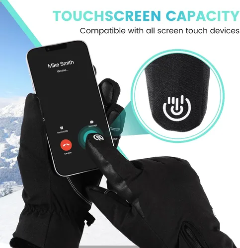 Vista 5 de Trifabricy -Guantes de esquí de invierno de 10 para hombres y mujeres, guantes térmicos de nieve impermeables multicapa para clima frío, guantes
