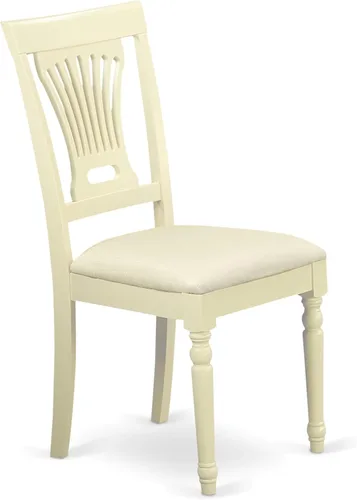 Vista 4 de East West Furniture PVC-WHI-C Plainville - Sillas de comedor para cocina, sillas tapizadas de madera maciza de tela de lino, juego de 2, suero