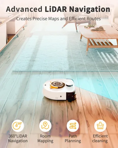 Vista 4 de UBPET Robot aspirador con succión ultra fuerte de 22,000 Pa, robot aspirador automático para pelo de mascotas y alfombras, limpieza sin enredos