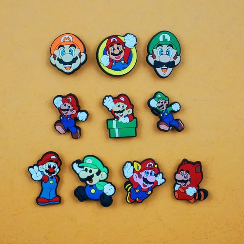 Vista 2 de 25 dijes para zapatos de Mario para decoración de zuecos Crocs, accesorios de dibujos animados, regalos para niños, niñas, adultos, hombres