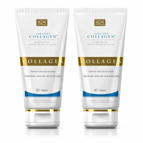 Vista 10 de Crema SALCOLL para manos con colágeno, crema para manos anti-edad hipoalergénico con colágeno natural potente, ayuda a la hidratación de la piel