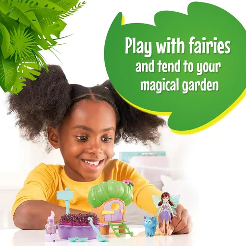 Vista 2 de My Fairy Garden Nettles' Nook Mini Terrarium - Pequeño jardín con hada de sombra y muñeca de gato - Cultiva tu propio mini kit de jardín - Juego