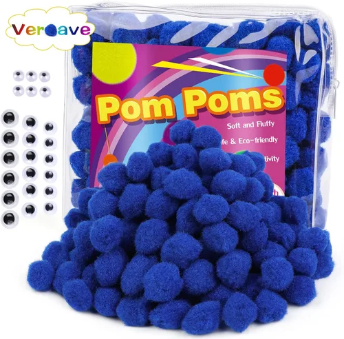 Vista 16 de Veroave Pompones negros, 150 pompones de 1 pulgada para manualidades, bolas de soplo, manualidades y manualidades para decoración de manualidades