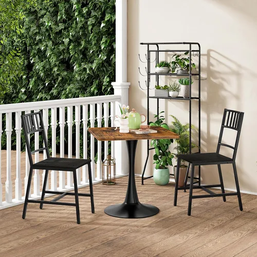 Vista 6 de HOOBRO Mesa de comedor, mesa de comedor cuadrada para 2, mesa de comedor de 27.6 pulgadas para espacios pequeños, mesa de cocina de tulipán, base