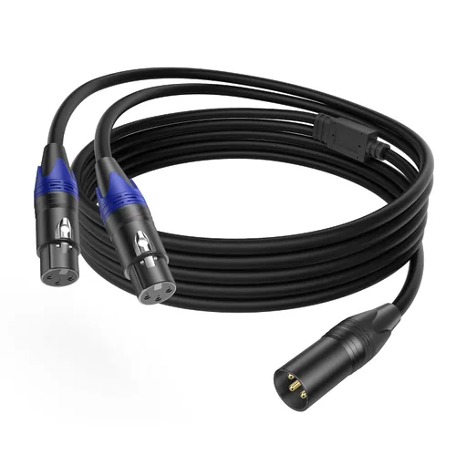 Vista 9 de LanSenSu 1 micrófono divisor XLR Y macho a 2 hembras, XLR hembra de 3 pines a doble XLR macho Y-Splitter Cables de audio de micrófono equilibrado