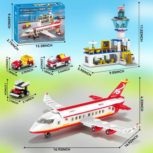 Vista 2 de Juego de construcción de avión de pasajeros de ciudad de 880 piezas