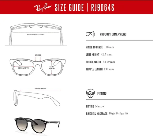 Vista 6 de Ray-Ban Junior Kids' Round Sunglasses For Boys For Girls + BUNDLE with Designer iWear Eyewear Kit