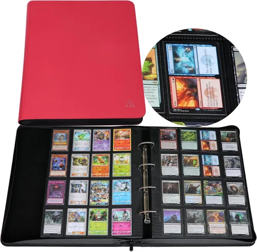 Vista 11 de Carpeta de tarjetas coleccionables 2000, carpeta de tarjetas de 16 bolsillos con anillas en D para tarjetas 2016, carpeta grande de colección