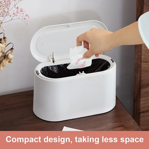 Vista 4 de Mini papelera de escritorio con tapa con 330 bolsas de basura
