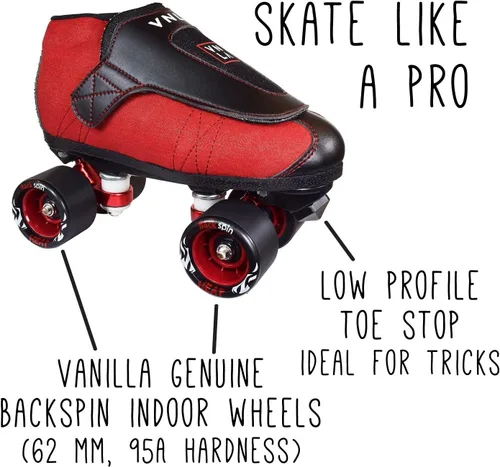 Vista 2 de VNLA Junior Code Red Jam - Patines para hombre y mujer, unisex, para interiores, para trucos y patinaje, color rojo y negro