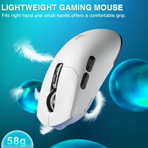 Vista 8 de SOLAKAKA SM820 - Mouse inalámbrico para juegos con base de carga RGB, 24000 DPI Tri-Modos Ratón inalámbrico con 2 botones laterales, mouse macro