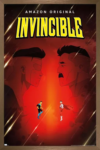 Vista 15 de Invincible - Póster de pared de una hoja de padre e hijo, 22.4 pulgadas de largo x 14.7 pulgadas de ancho, versión enmarcada de madera de granero