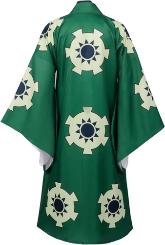 Vista 3 de Roronoa Zoro - Disfraz de cosplay de anime Roronoas, kimono, bata de Halloween, conjunto completo con aretes