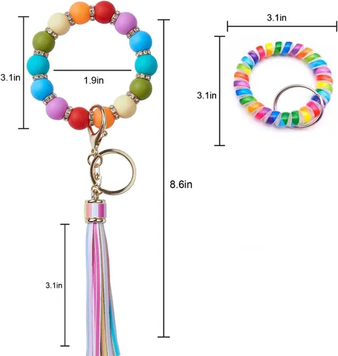 Vista 2 de Beitawenkai Llavero para mujer, llaveros para mujer, accesorios de llavero a granel, llavero con borla de cuero, llavero de automóvil, pulsera