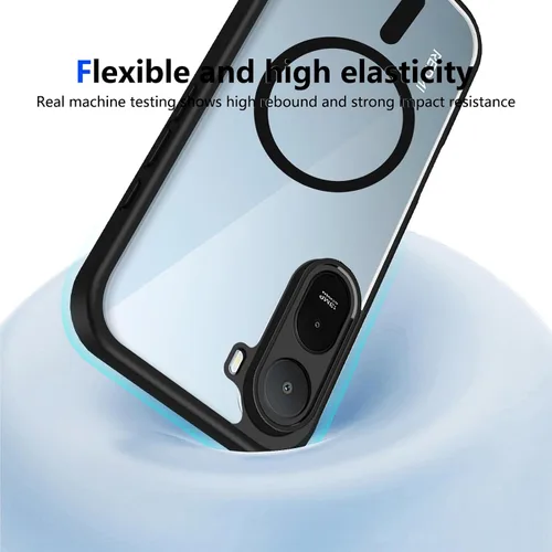 Vista 525 de Funda magnética transparente compatible con Xiaomi 17T, color negro 2 en 1 PC + TPU cubierta de teléfono a prueba de golpes, carcasa protectora