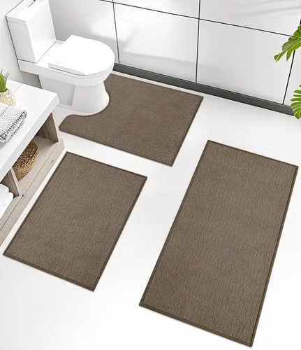 Vista 76 de Chakme Juego de 2 alfombras de baño ultrafinas, absorbentes, antideslizantes, lavables a máquina, color negro, 17 x 24 pulgadas / 17 x 30 pulgadas