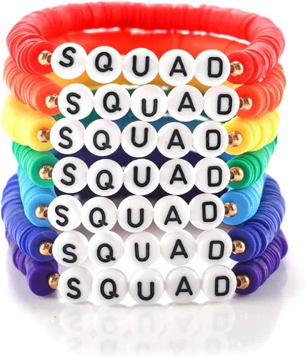 Vista 17 de Juego de pulseras heishi arcoíris estilo surfista para mujer, juego de pulseras apilables de cuentas de arcilla, pulseras elásticas con disco