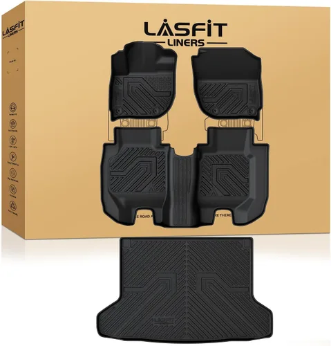 Vista 20 de LASFIT - Tapete de elastómero termoplástico para piso y maletero de automóvil, ajuste personalizado para todo tipo de clima, 1ª y 2ª fila, negro,