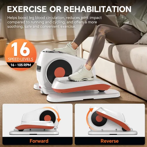 Vista 2 de Under Desk Elliptical Machine with Remote Control, 16 Adjustable Speed Electric Ellipse Leg Exerciser Pro As Seen On TV for Senior, Portable Quiet