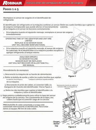Vista 3 de Robinair 16916 Sensor de oxígeno para máquinas de A/C/identificadores de refrigerante Exact OE Part Compatible with AC1234-4, AC1234-4SL, AC1234-6